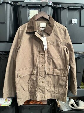 NWT Stoosh Women’s Brown Barn Canvas Work Jacket  Corduroy Collar Chore Medium
